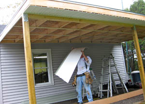 stick built carport under construction
